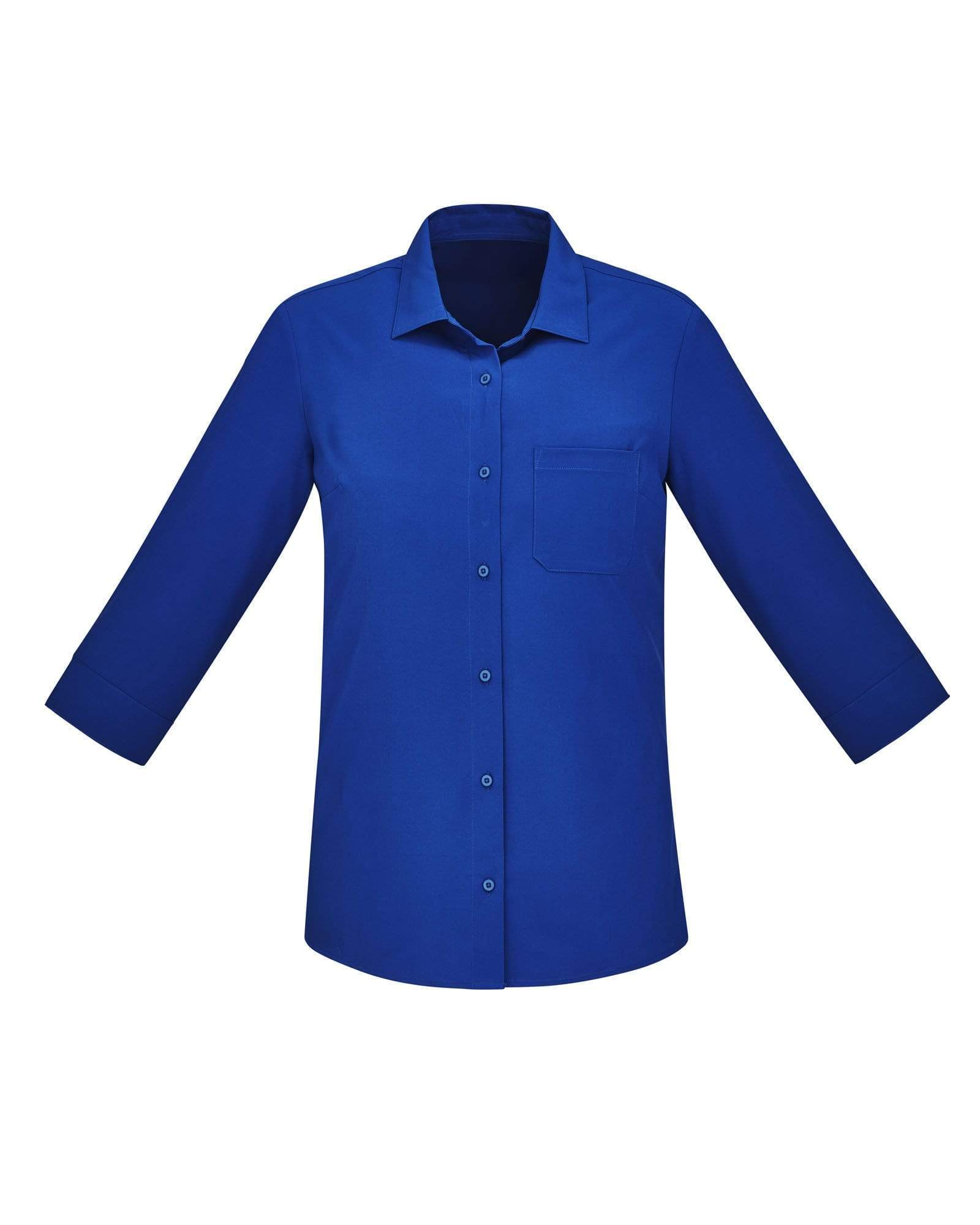 Biz Care Womens Easy Stretch 3/4 Sleeve Shirt CS951LT Health & Beauty Biz Care Electric Blue 4 